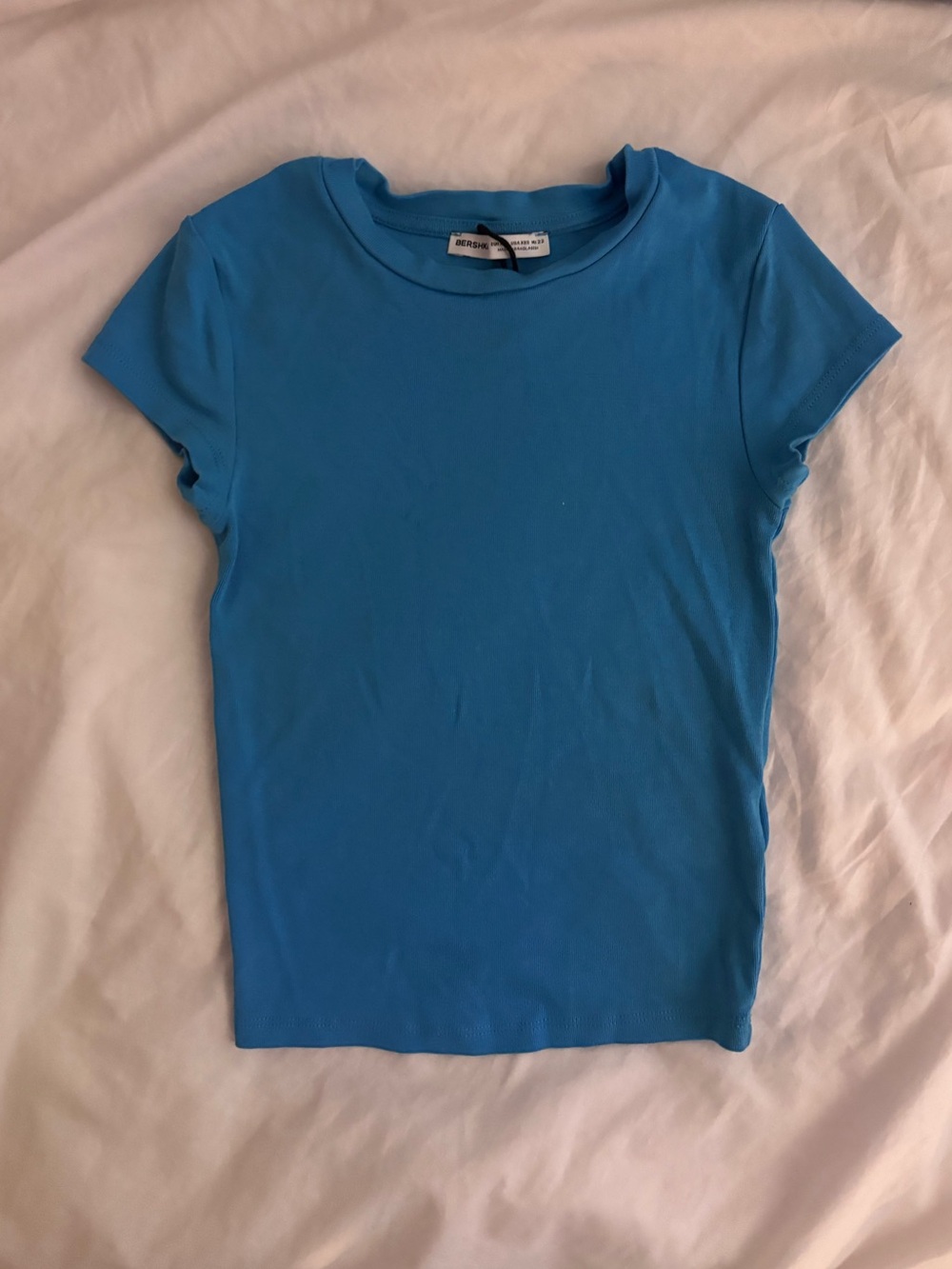 Bershka Bright Blue Short-Sleeve Crew Tee
